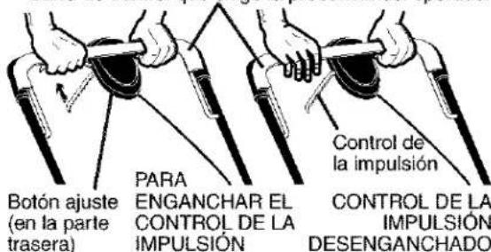 Botón ajuste (en la parte trasera) PARA ENGANCHAR EL CONTROL DE LA IMPULSIÓN Control de la impulsión CONTROL DE LA IMPULSIÓN DESENGANCHADO