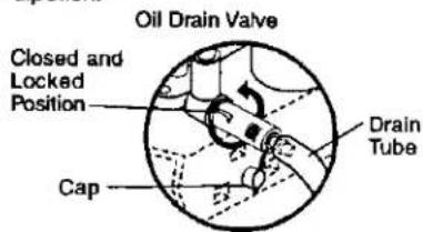 Oil Drain Valve Closed and Locked Position Cap Drain Tube