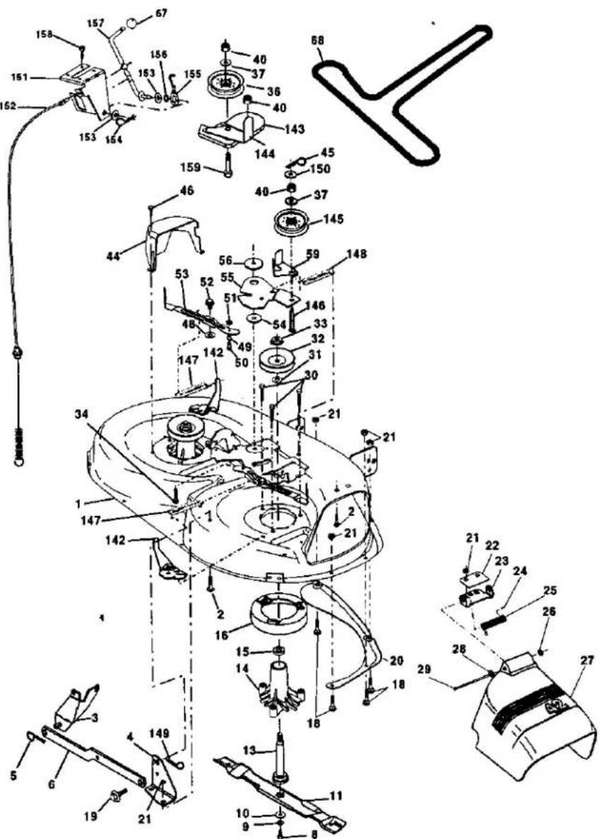 Technical diagram of a mechanical assembly with numbered components and labeled parts