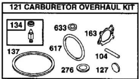 121 CARBURETOR OVERHAUL KIT 134 633 163 137 617 104 276 127