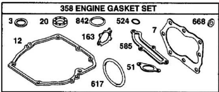 358 ENGINE GASKET SET 3 20 842 524 668 12 163 7 585 51 617