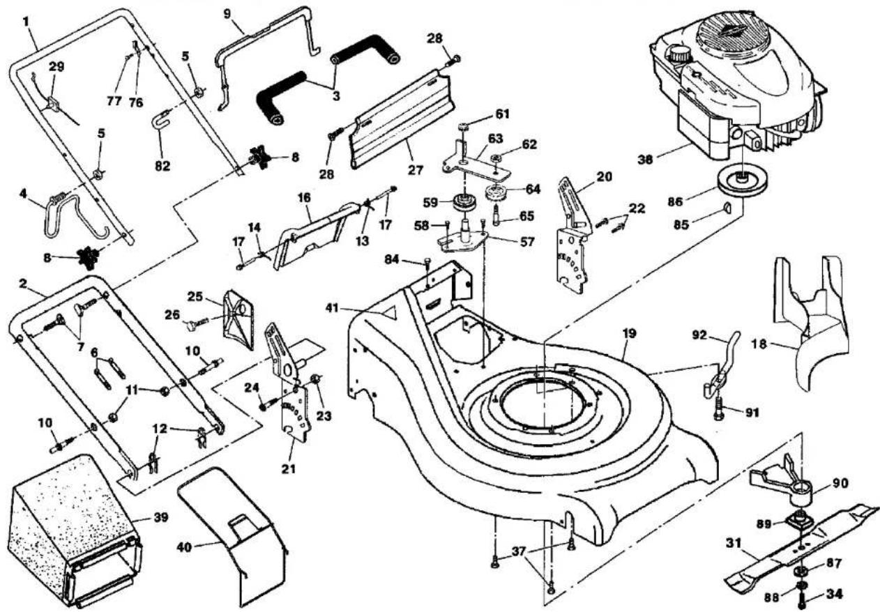 Exploded view diagram of a mechanical device with numbered parts for identification
