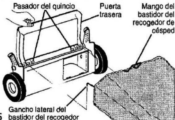 Pasador del quincio Puerta trasera Mango del bastidor del recogedor de césped Gancho lateral del bastidor del recogedor
