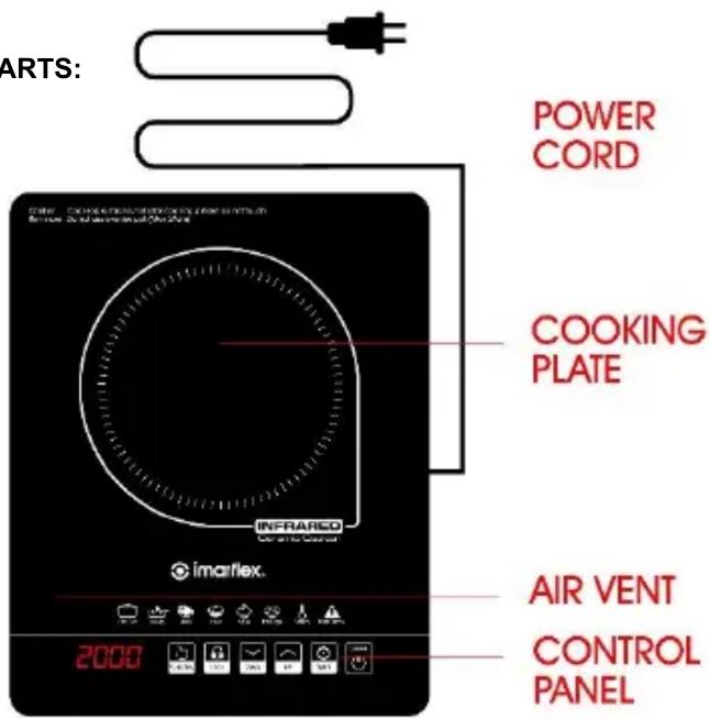 ARTS: POWER CORD COOKING PLATE INFRARED imartex. 2000 AIR VENT CONTROL PANEL