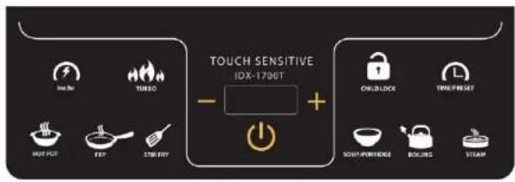 TOUCH SENSITIVE IDX-1706T + - + CHILLILOCK TIME/RESET SHORT PLET TUBE STRAWBUT SOMY FLOWERAGE EOLDED STEAM