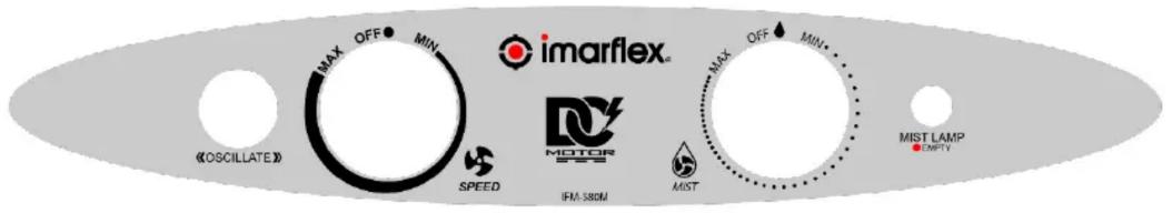 IMARFLX MAX OFF MIN < MOTOR SPEED IFM 580N MIST OFF MIN MIST LAMP IMPTY