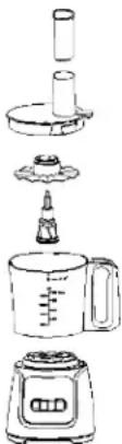 Exploded view diagram of a kitchen appliance with labeled parts including blender, blender, and blender.