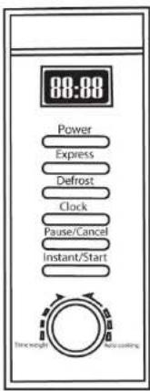 08:08 Power Express Defrost Clock Pause/Cancel Instant/Start Time reading Auto cooling