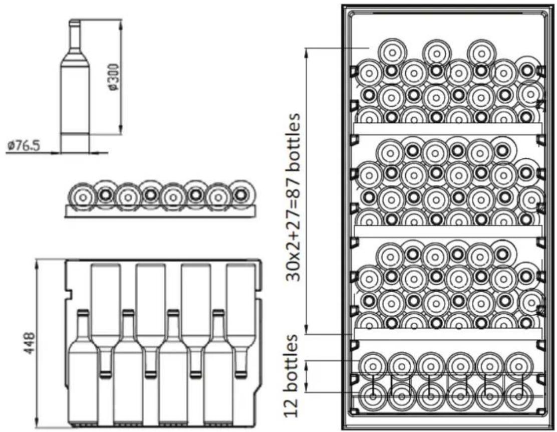 φ76.5 φ300 448 30x2+27=87 bottles 12 bottles