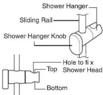 Shower Hanger Sliding Rail Shower Hanger Knob Top Bottom Hole to fix x Shower Head