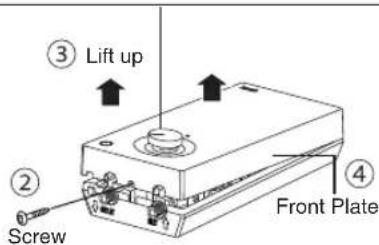 ③ Lift up ② Screw ④ Front Plate