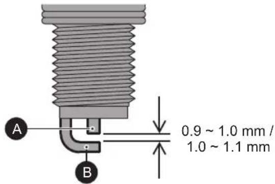 0.9 ~ 1.0 mm / 1.0 ~ 1.1 mm A B