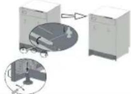 Diagram showing a kitchen appliance with a slide and a close-up of the slide, likely illustrating a cooking or storage procedure.