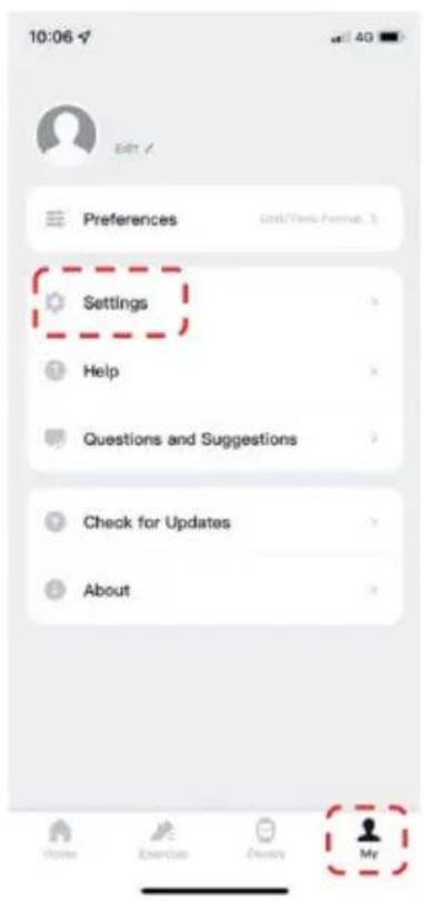 10:06 Edit / Preferences Unit/Free format 3 Settings Help Questions and Suggestions Check for Updates About My