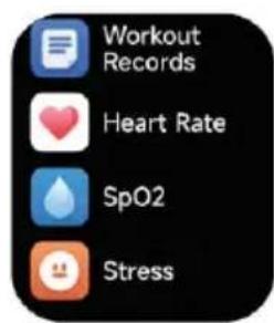 Workout Records Heart Rate SpO2 Stress