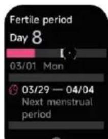 Fertile period Day 8 03/01 Mon 03/29 — 04/04 Next menstrual period