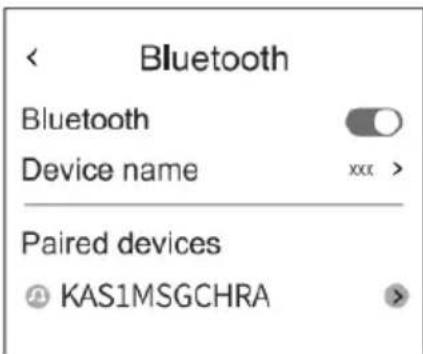 < Bluetooth Bluetooth Device name xxx > Paired devices © KAS1MSGCHRA >
