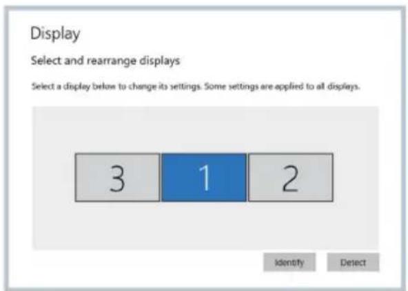 Display Select and rearrange displays Select a display below to change its settings. Some settings are applied to all displays. 3 1 2 Identity Detect