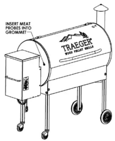 INSERT MEAT PROBES INTO GROMMET TRAEGER® WOOD PELLET GRILLS