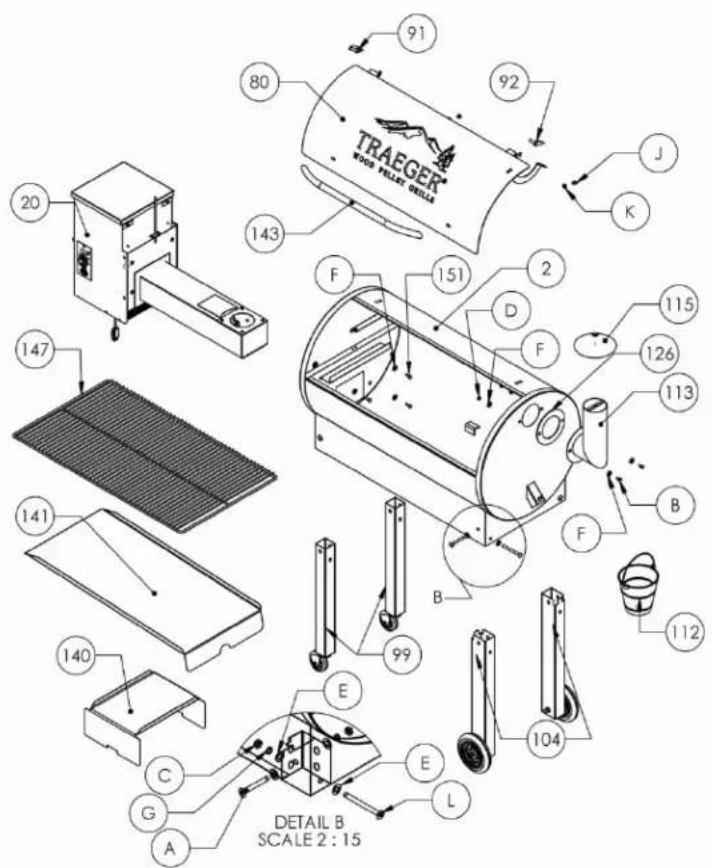 91 80 92 J K TRAEGER WOOD PLET TEILA 143 20 151 2 D F 115 126 113 B F B 99 112 104 E C G A DETAIL B SCALE 2 : 15
