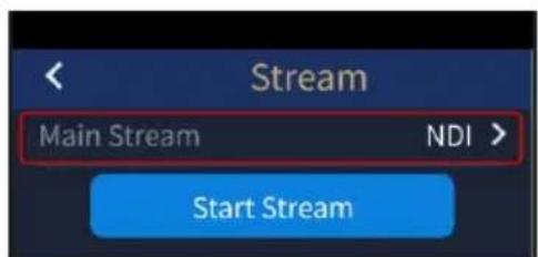 Stream Main Stream NDI > Start Stream