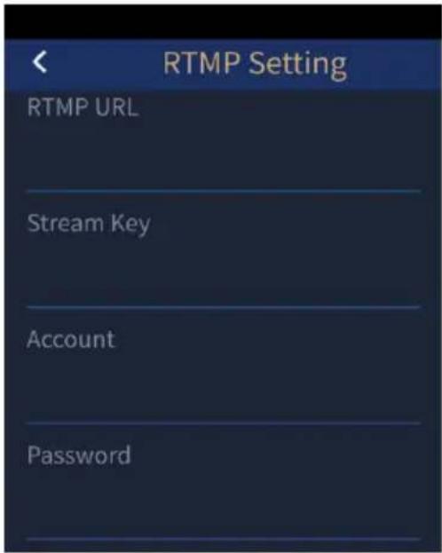 RTMP Setting RTMP URL Stream Key Account Password