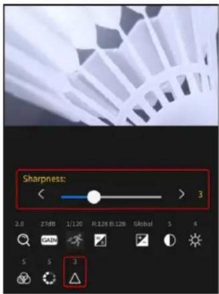 Sharpness: < 3 2.0 27dB 1/120 R:128 B:128 Global 5 4 GAIN 5 5 3