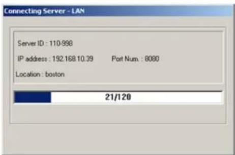 Connecting Server - LAN Server ID : 110-998 IP address : 192.168.10.39 Port Num : 8080 Location : boston 21/120