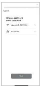 Cancel Choose WIFI and enter password Lfd_AS/2_AC2000... clusters Next