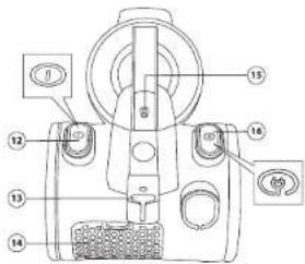 Technical diagram of a mechanical device with numbered components and labeled parts