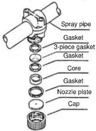 Spray pipe Gasket 3-piece gasket Gasket Core Gasket Nozzle plate Cap
