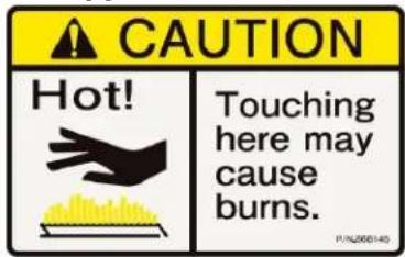 CAUTION Hot! Touching here may cause burns. P/N200145