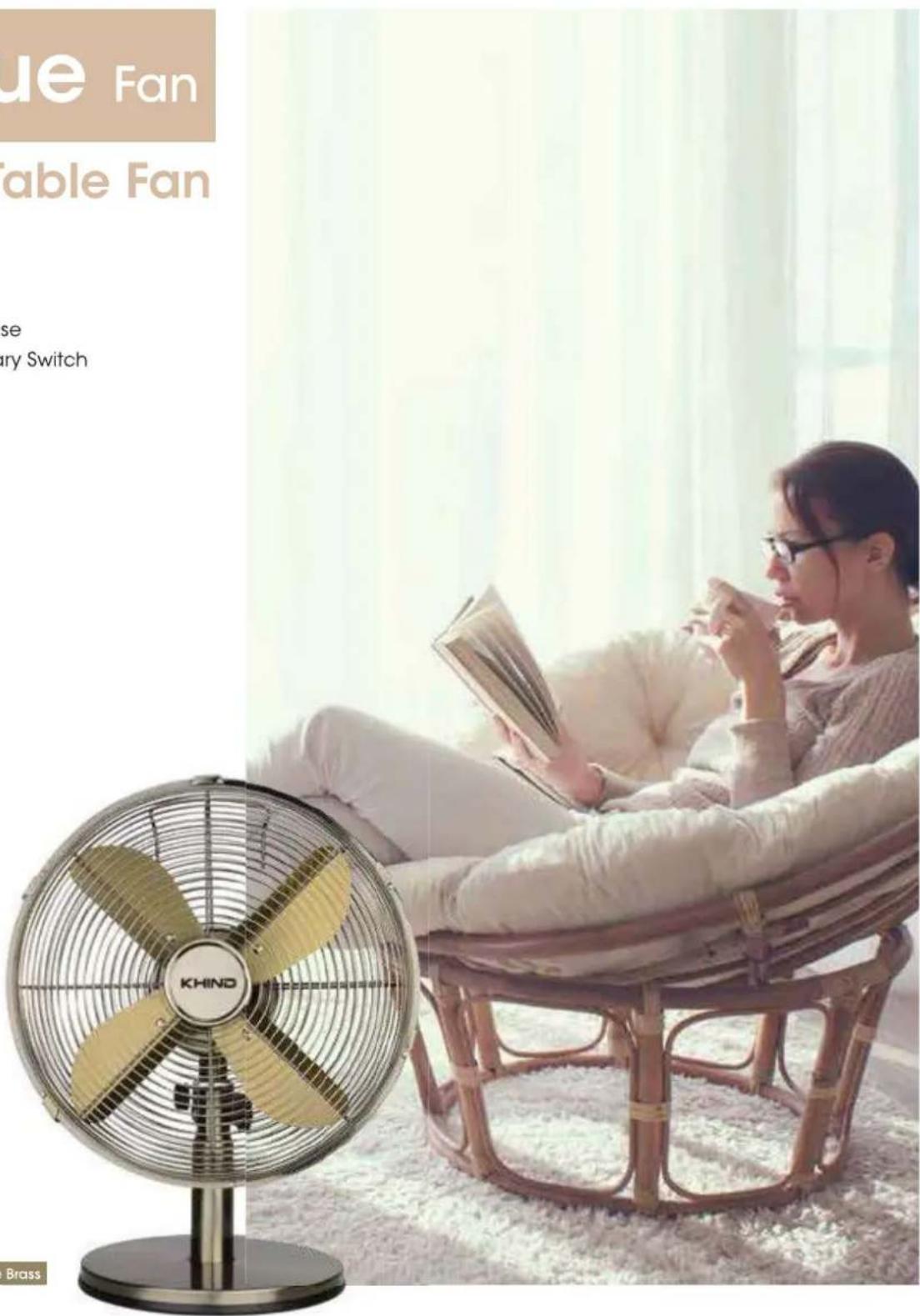 ue Fan table Fan se ary Switch KHIND Brass