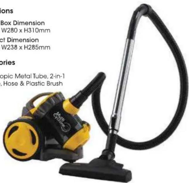 ons Box Dimension W280 x H310mm ct Dimension W238 x H285mm ories opic Metal Tube, 2-in-1 , Hose & Plastic Brush