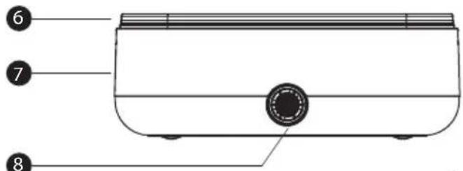 Diagram of a device with numbered parts labeled 6, 7, and 8 pointing to different components.