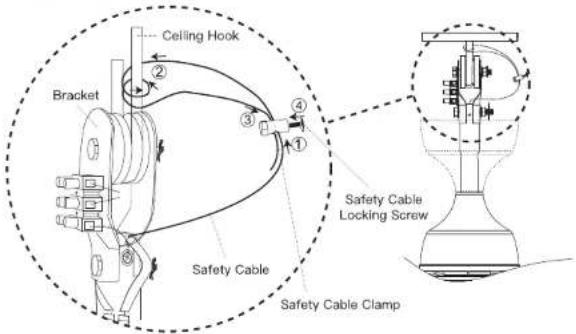 Ceiling Hook Bracket Safety Cable Safety Cable Locking Screw Safety Cable Clamp