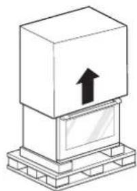 Simple line drawing of a box with an upward arrow on top, mounted on a base (no text or symbols)
