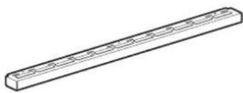 Simple line drawing of a rectangular object with evenly spaced holes, no text or symbols present.