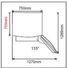 750mm 705mm 1289mm 135° 1270mm