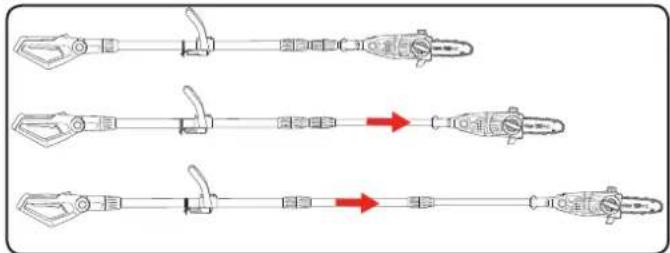 Ozito PXPPHTK-258 - Adjusting the telescope length - 3