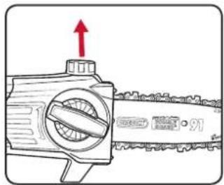 Technical diagram of a chain drive with directional arrow and label '外' indicating external force or movement