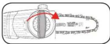 Ozito PXPPHTK-258 - CAUTION: IF YOU TRY TO ROTATE THE CHAIN TENSIONING ADJUSTMENT DIAL WHilst THE CHAIN COVER LOCK IS TIGHT, IT WILL RESULT IN THE CHAIN NOT LOOSENING AND POSSIBLE DAMAGE TO THE MECHANISM. - 3
