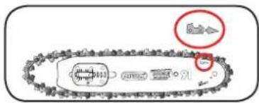 Diagram showing a chain with labeled components and directional arrows, likely illustrating a physical or engineering concept.