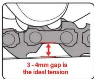 3 - 4mm gap is the ideal tension