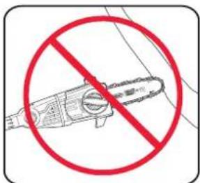 Prohibition sign with crossed-out cable and diagonal line, indicating no protection or disapproval