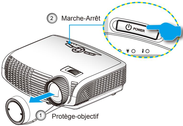 OPTOMA GT720 - Mise sous tension du projecteur - 1