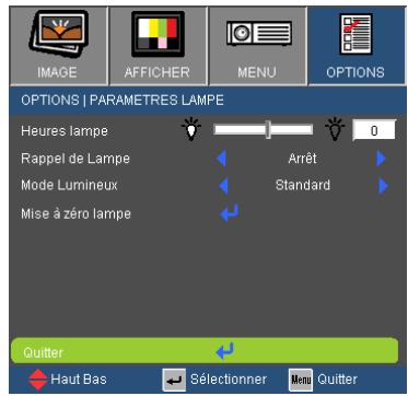 OPTOMA GT720 - OPTIONS | Paramètres Lampe - 1