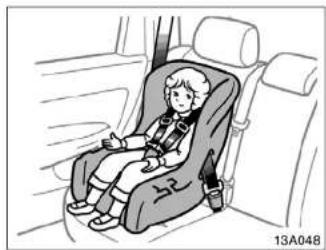 Illustration of a child seated in a car seat, no text or symbols present
