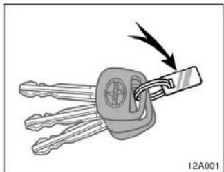 Illustration of a key being inserted into a keyhole, showing the handle and keychain (no text or symbols)