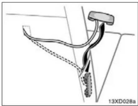 Diagram of a mechanical linkage or cable assembly with no visible text or symbols